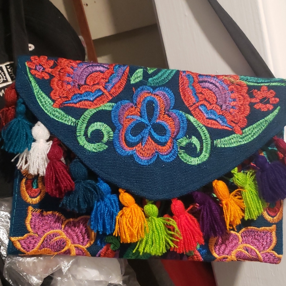 Embroidered Cross Body Purse